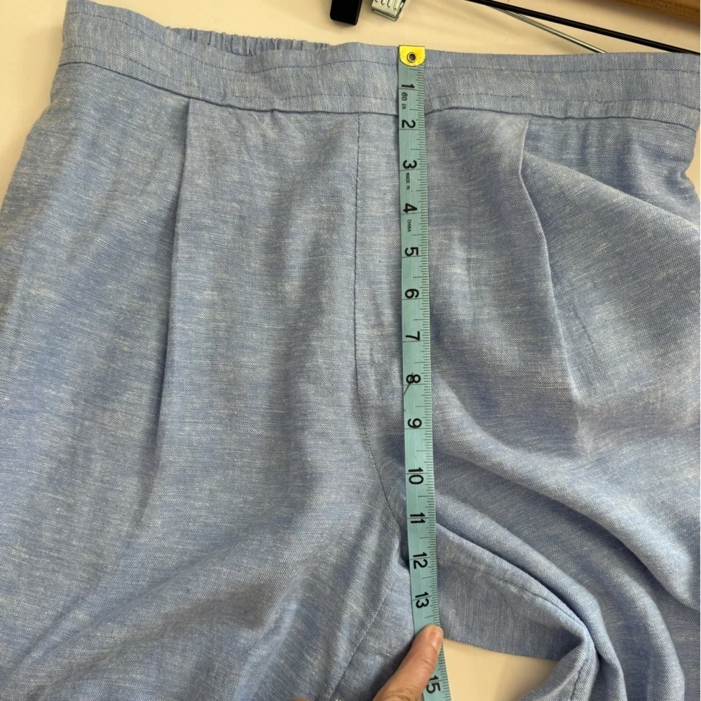 Banana Republic Blue High Rise Wide Leg Linen Blend Pull On Stretch Waist Pants